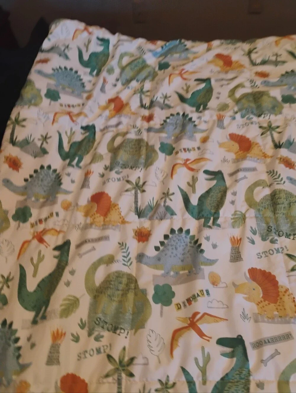 Dinosaur Print Baby Quilt - Green, Teal & Orange Dinosaurs